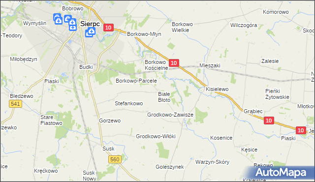 mapa Białe Błoto gmina Sierpc, Białe Błoto gmina Sierpc na mapie Targeo