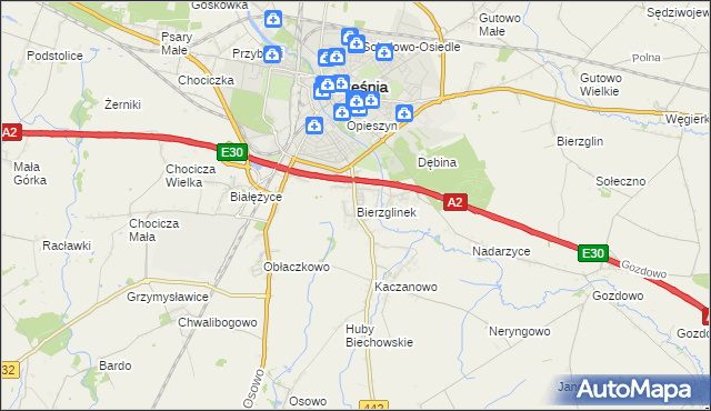 mapa Bierzglinek, Bierzglinek na mapie Targeo