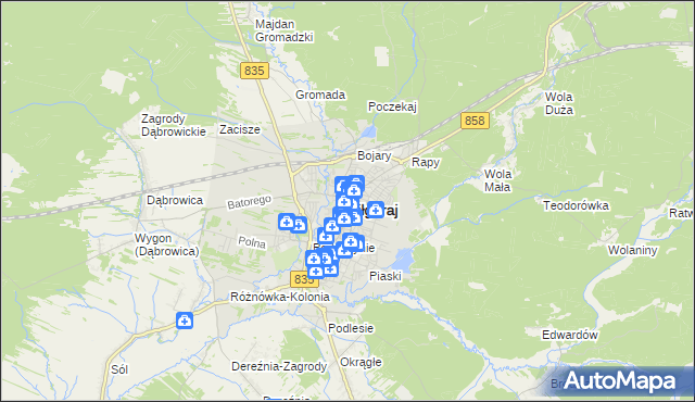 mapa Biłgoraj, Biłgoraj na mapie Targeo