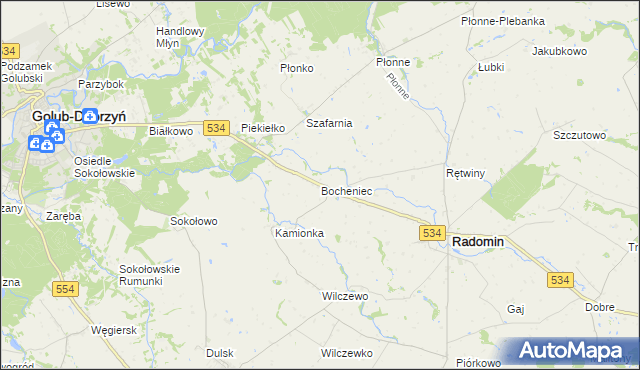 mapa Bocheniec gmina Radomin, Bocheniec gmina Radomin na mapie Targeo