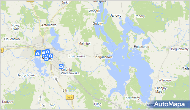 mapa Bogaczewo gmina Morąg, Bogaczewo gmina Morąg na mapie Targeo