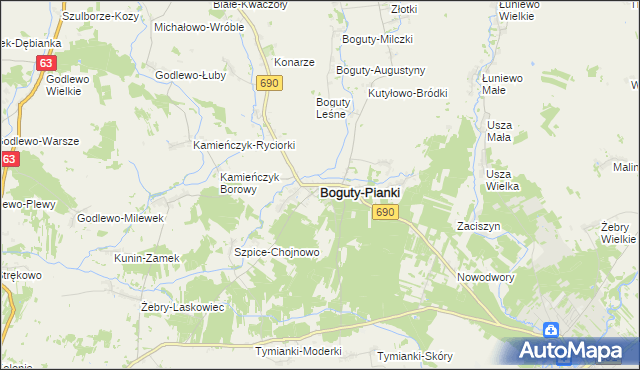 mapa Boguty-Pianki, Boguty-Pianki na mapie Targeo