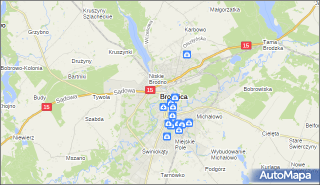 mapa Brodnica, Brodnica na mapie Targeo