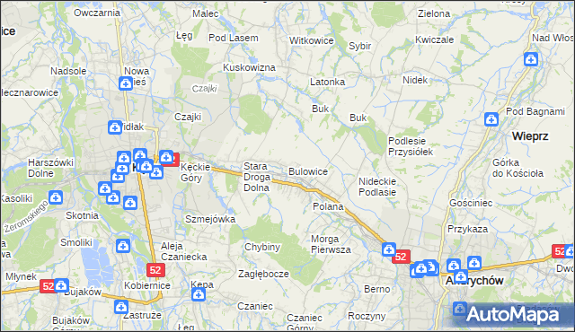 mapa Bulowice, Bulowice na mapie Targeo