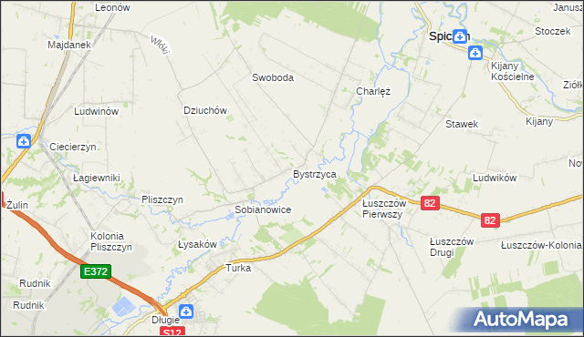 mapa Bystrzyca gmina Wólka, Bystrzyca gmina Wólka na mapie Targeo