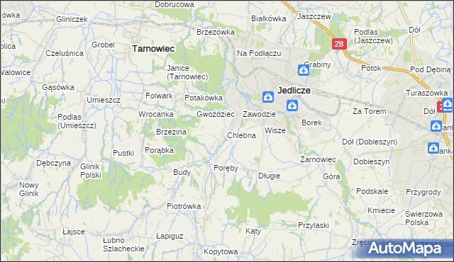 mapa Chlebna gmina Jedlicze, Chlebna gmina Jedlicze na mapie Targeo