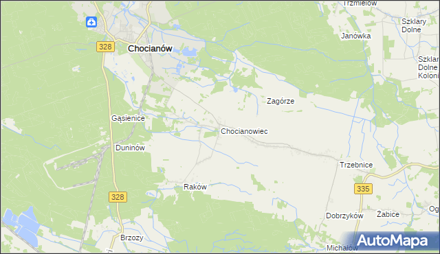 mapa Chocianowiec, Chocianowiec na mapie Targeo