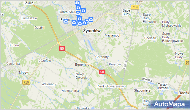 mapa Chroboty, Chroboty na mapie Targeo