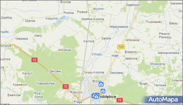 mapa Chropy, Chropy na mapie Targeo