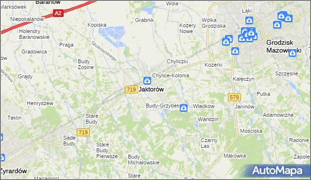mapa Chylice gmina Jaktorów, Chylice gmina Jaktorów na mapie Targeo
