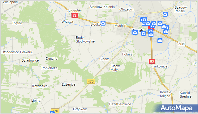 mapa Cisew, Cisew na mapie Targeo