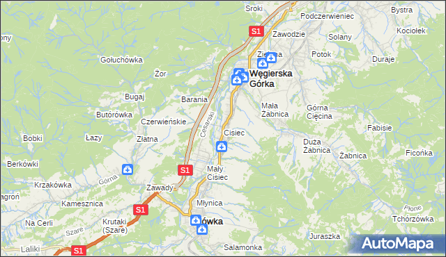 mapa Cisiec, Cisiec na mapie Targeo