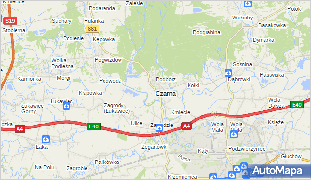 mapa Czarna powiat łańcucki, Czarna powiat łańcucki na mapie Targeo