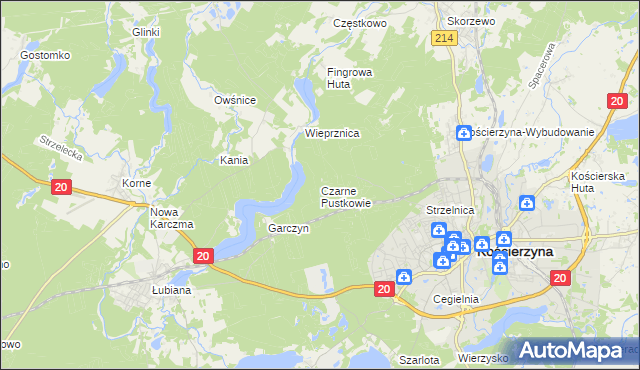 mapa Czarne Pustkowie, Czarne Pustkowie na mapie Targeo