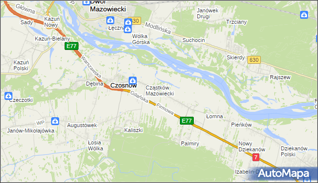 mapa Cząstków Polski, Cząstków Polski na mapie Targeo