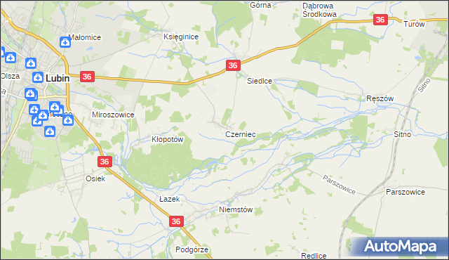 mapa Czerniec gmina Lubin, Czerniec gmina Lubin na mapie Targeo