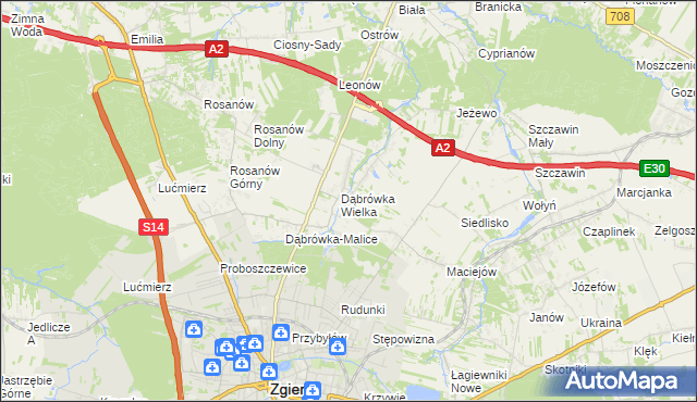 mapa Dąbrówka-Strumiany, Dąbrówka-Strumiany na mapie Targeo