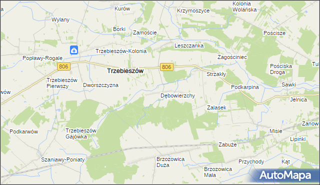 mapa Dębowierzchy, Dębowierzchy na mapie Targeo