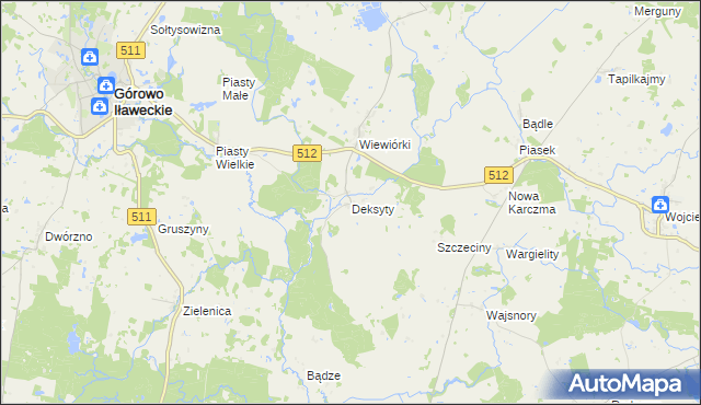 mapa Deksyty, Deksyty na mapie Targeo