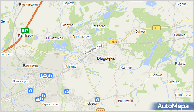 mapa Długołęka powiat wrocławski, Długołęka powiat wrocławski na mapie Targeo