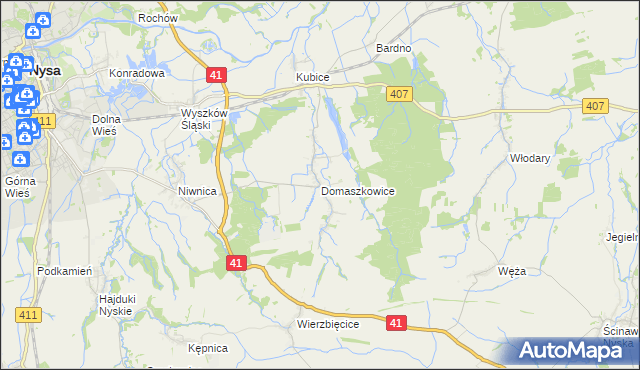 mapa Domaszkowice, Domaszkowice na mapie Targeo