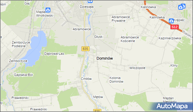 mapa Dominów gmina Głusk, Dominów gmina Głusk na mapie Targeo