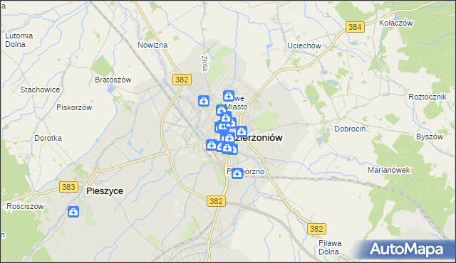 mapa Dzierżoniów, Dzierżoniów na mapie Targeo