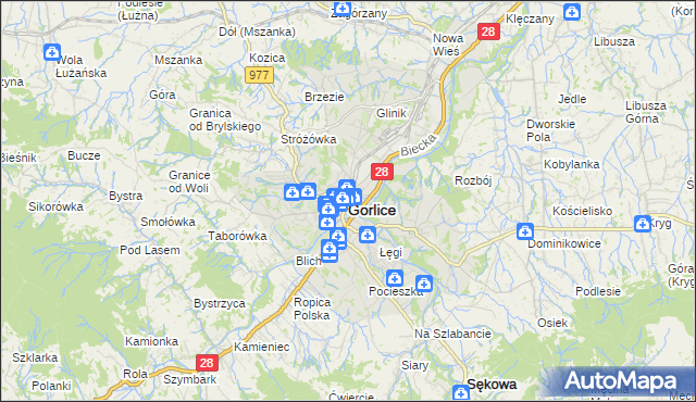 mapa Gorlic, Gorlice na mapie Targeo