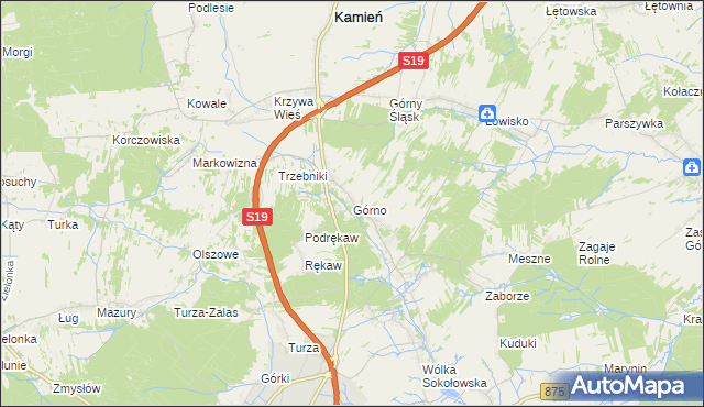 mapa Górno gmina Sokołów Małopolski, Górno gmina Sokołów Małopolski na mapie Targeo