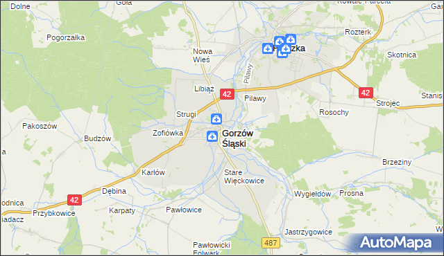 mapa Gorzów Śląski, Gorzów Śląski na mapie Targeo