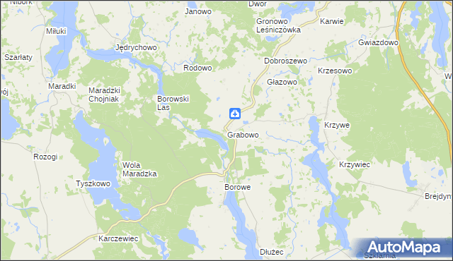 mapa Grabowo gmina Mrągowo, Grabowo gmina Mrągowo na mapie Targeo