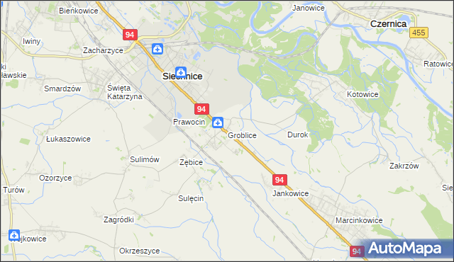 mapa Groblice, Groblice na mapie Targeo