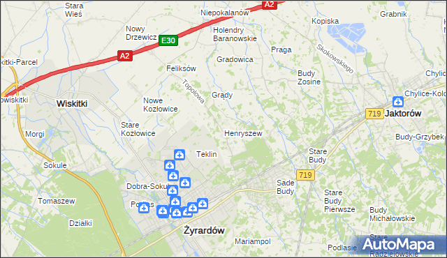 mapa Henryszew, Henryszew na mapie Targeo