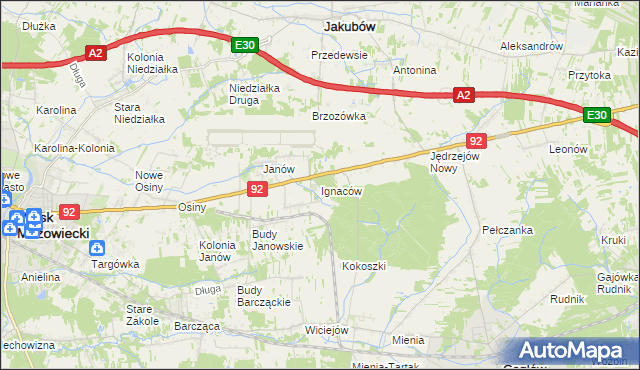 mapa Ignaców gmina Mińsk Mazowiecki, Ignaców gmina Mińsk Mazowiecki na mapie Targeo