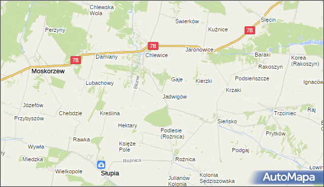 mapa Jadwigów gmina Moskorzew, Jadwigów gmina Moskorzew na mapie Targeo