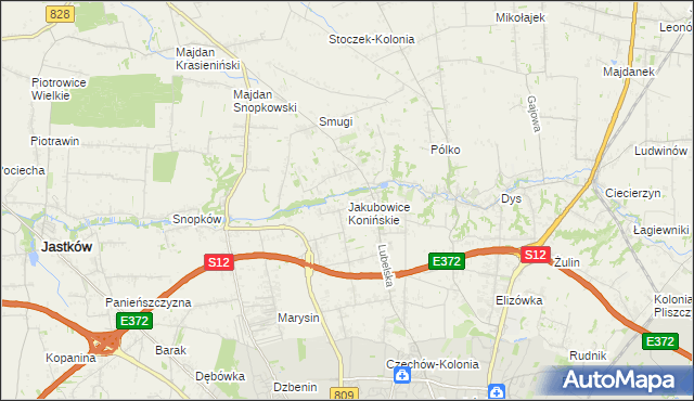 mapa Jakubowice Konińskie, Jakubowice Konińskie na mapie Targeo