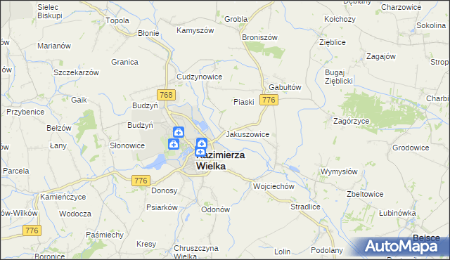 mapa Jakuszowice, Jakuszowice na mapie Targeo
