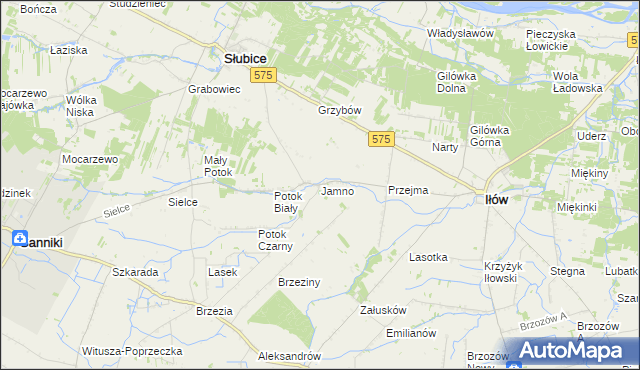 mapa Jamno gmina Słubice, Jamno gmina Słubice na mapie Targeo