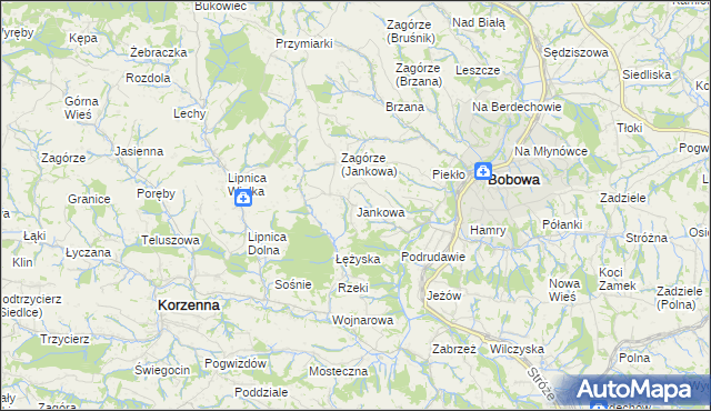 mapa Jankowa gmina Bobowa, Jankowa gmina Bobowa na mapie Targeo