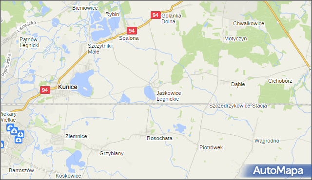 mapa Jaśkowice Legnickie, Jaśkowice Legnickie na mapie Targeo