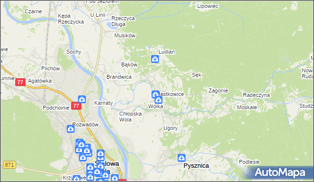 mapa Jastkowice, Jastkowice na mapie Targeo