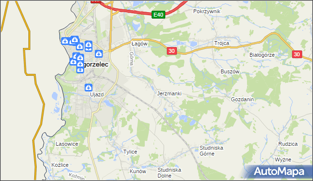 mapa Jerzmanki, Jerzmanki na mapie Targeo