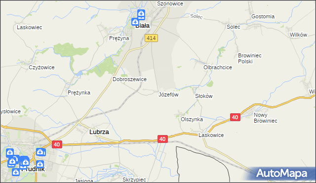 mapa Józefów gmina Biała, Józefów gmina Biała na mapie Targeo