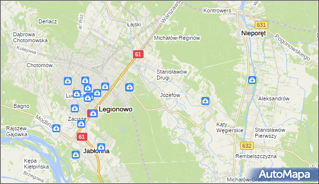 mapa Józefów gmina Nieporęt, Józefów gmina Nieporęt na mapie Targeo