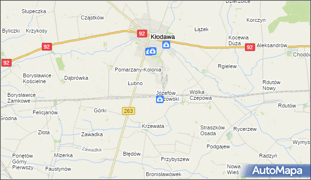 mapa Józefów Guzowski, Józefów Guzowski na mapie Targeo