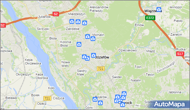 mapa Józefów powiat otwocki, Józefów powiat otwocki na mapie Targeo