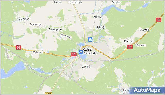 mapa Kalisz Pomorski, Kalisz Pomorski na mapie Targeo