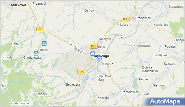 mapa Kańczuga powiat przeworski, Kańczuga powiat przeworski na mapie Targeo