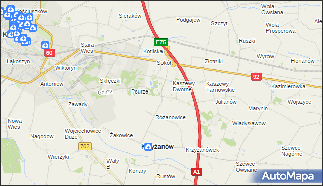 mapa Kaszewy-Spójnia, Kaszewy-Spójnia na mapie Targeo