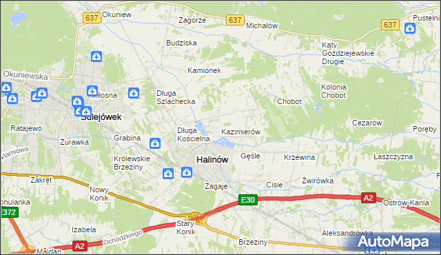 mapa Kazimierów gmina Halinów, Kazimierów gmina Halinów na mapie Targeo